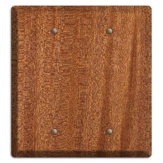 Mahogany Wood Double Blank Cover Plate