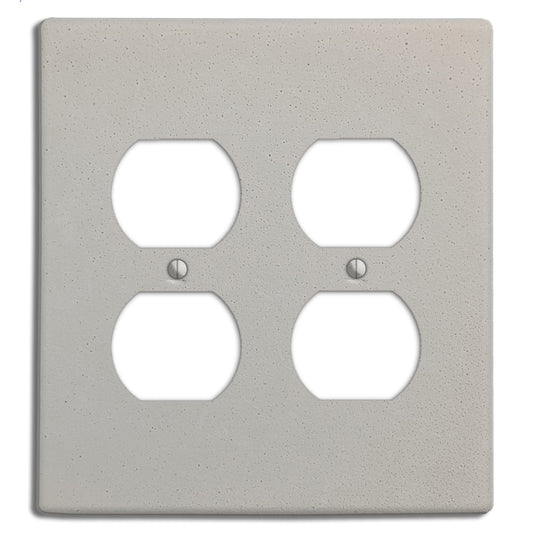 White Boho Smooth 2 Duplex Outlet Cover Plate