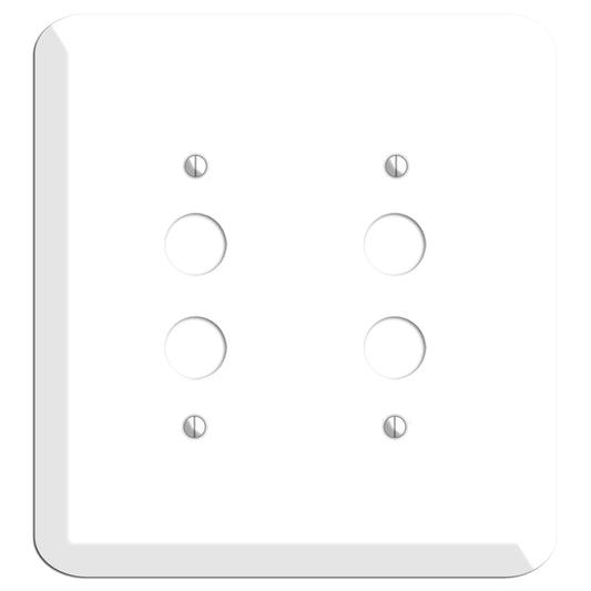 Rounded Corner White Metal 2 Pushbutton Wallplate