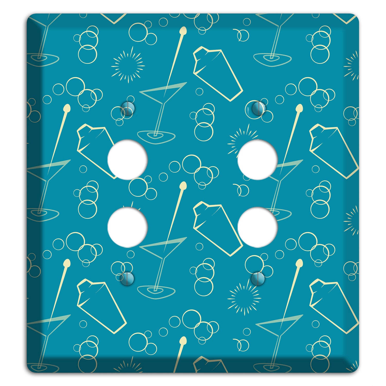 Teal Cocktail Hour 2 Pushbutton Wallplate