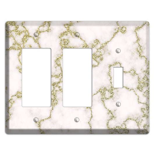 White and Gold Marble Shatter 2 Rocker / Toggle Wallplate