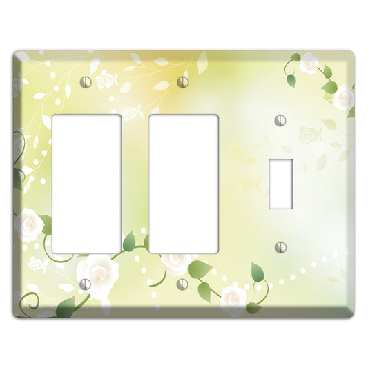 Green Delicate Flowers 2 Rocker / Toggle Wallplate