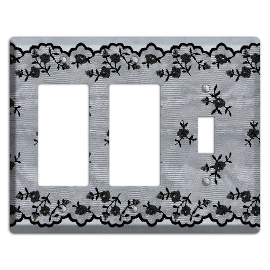 Embroidered Floral Gray 2 Rocker / Toggle Wallplate