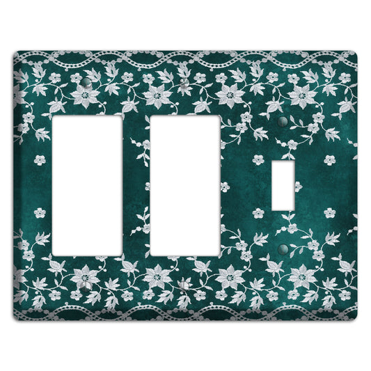 Embroidered Floral Teal 2 Rocker / Toggle Wallplate