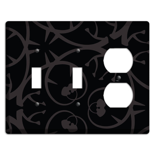Black with Grey Abstract Swirl 2 Toggle / Duplex Wallplate