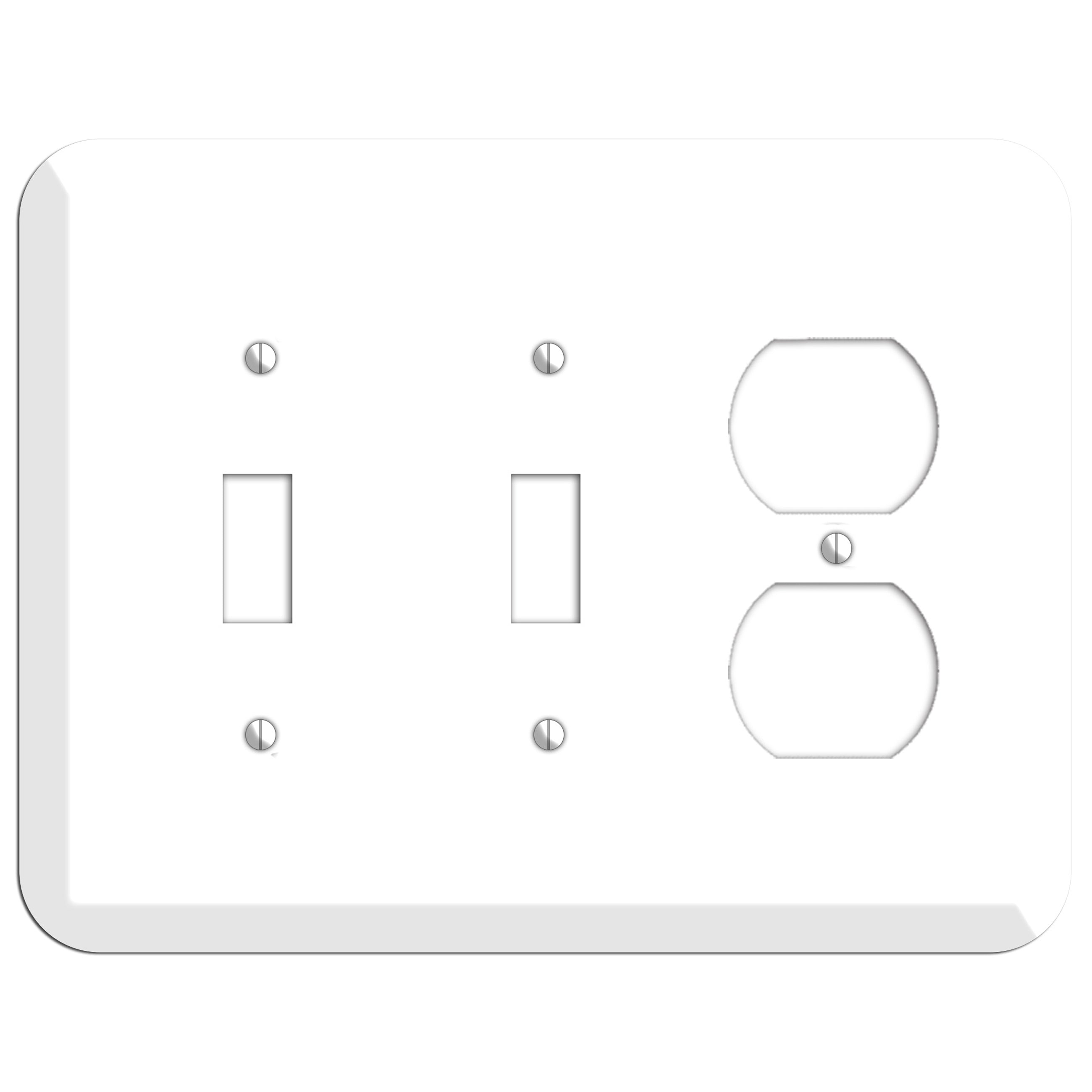 Rounded Corner White Metal 2 Toggle / Duplex Wallplate