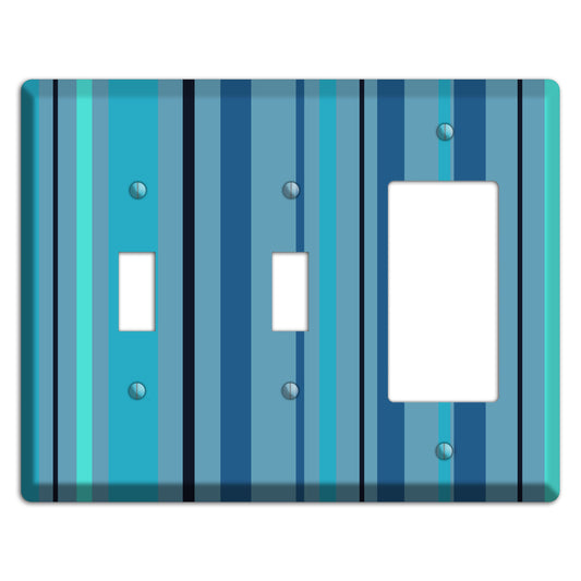 Multi Turquoise Vertical Stripe 2 Toggle / Rocker Wallplate