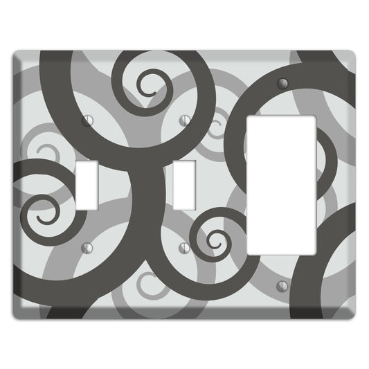 Grey with Black Large Swirl 2 Toggle / Rocker Wallplate