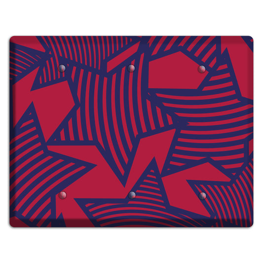 Red with Large Blue Stars 3 Blank Wallplate