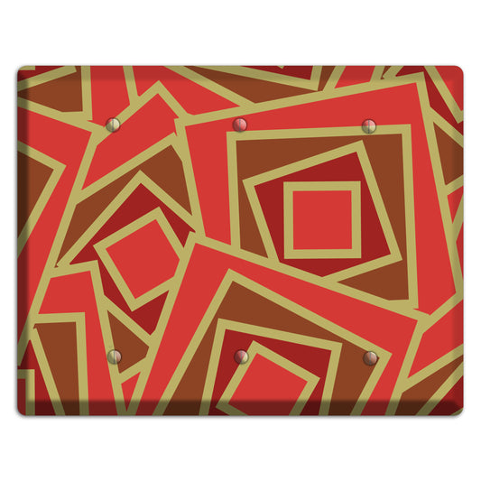 Red and Brown Retro Cubist 3 Blank Wallplate