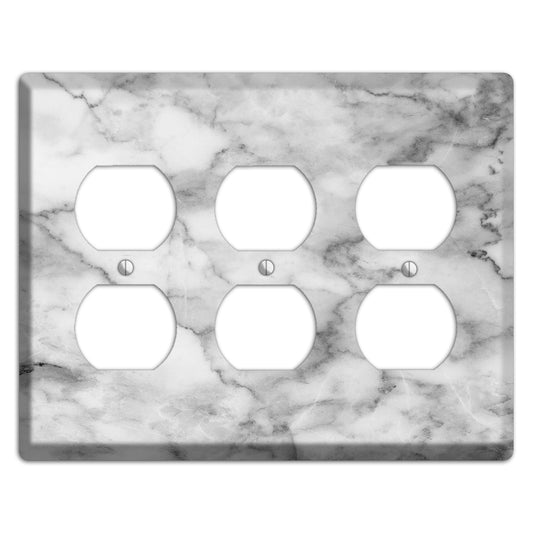 Gray and White Marble 3 Duplex Wallplate
