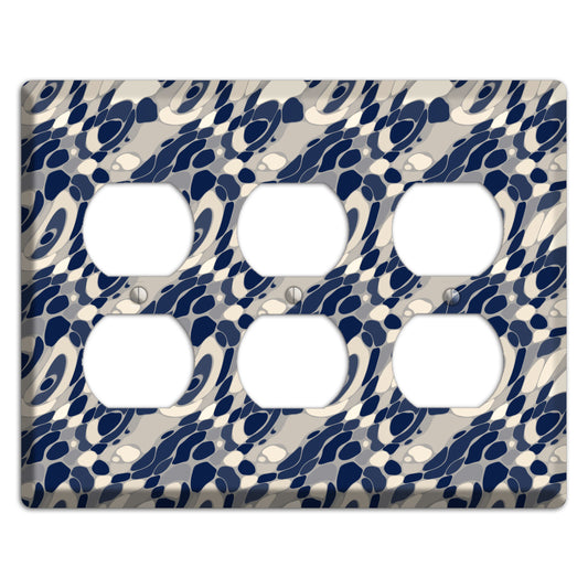 Blue and Beige Large Abstract 3 Duplex Wallplate