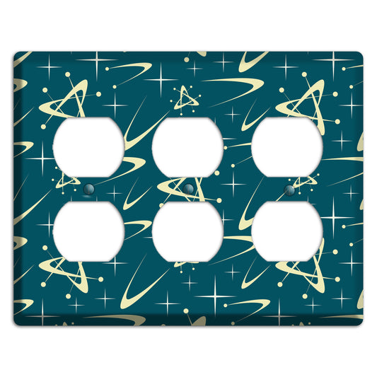 Teal and Yellow Atomic 3 Duplex Wallplate