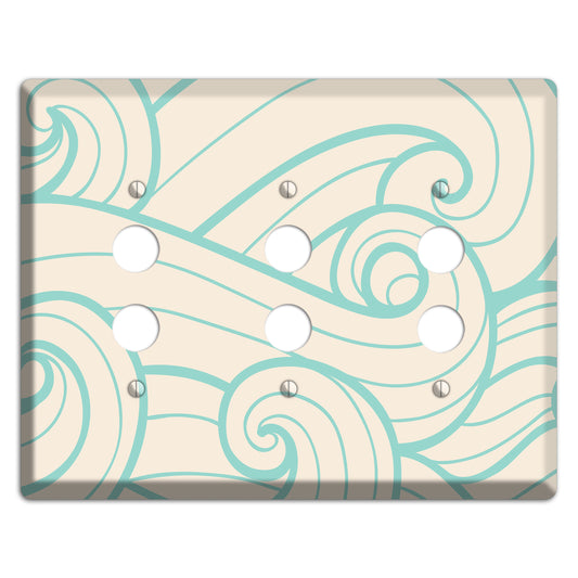 Abstract Curl Cream 3 Pushbutton Wallplate