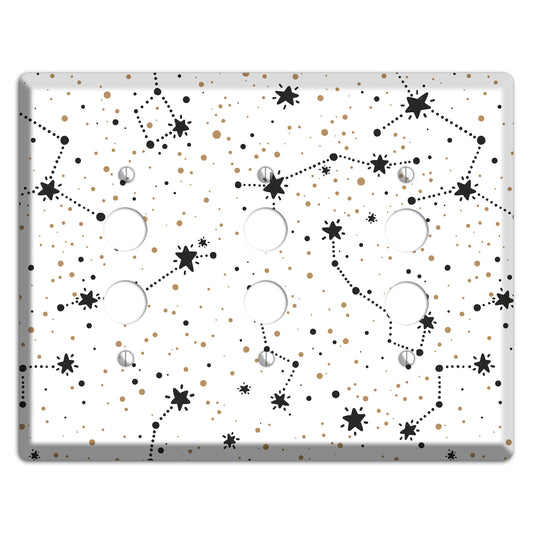 Constellations White 3 Pushbutton Wallplate