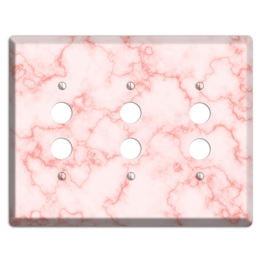 Pink Stained Marble 3 Pushbutton Wallplate