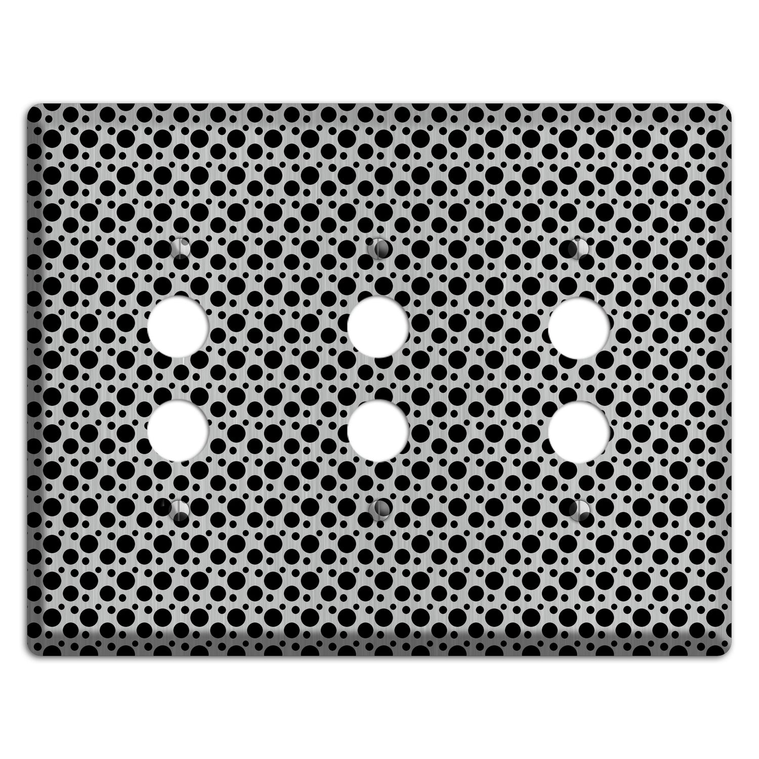 Small and Tiny Polka Dots Stainless 3 Pushbutton Wallplate