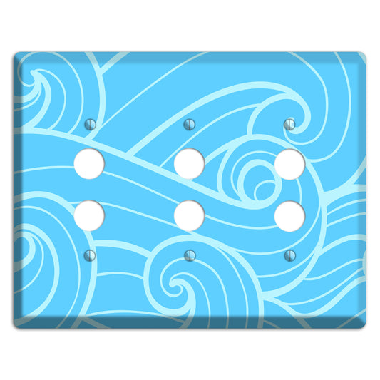 Abstract Curl Blue 3 Pushbutton Wallplate