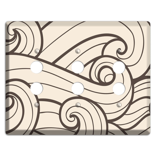 Abstract Curl Beige 3 Pushbutton Wallplate