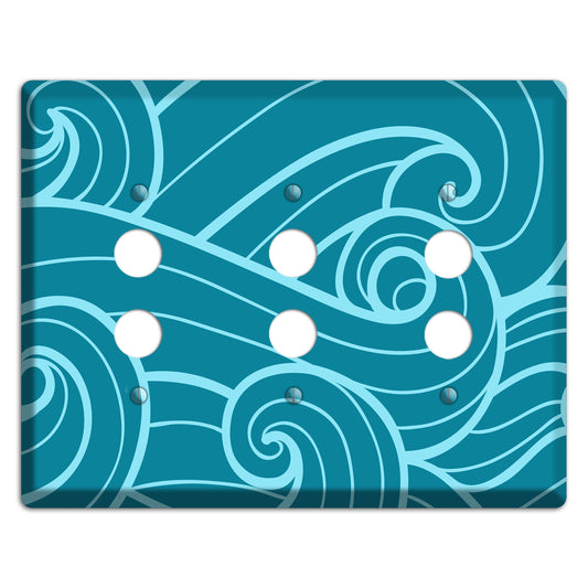 Abstract Curl Turquois 3 Pushbutton Wallplate