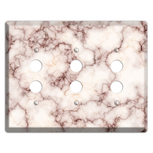 Burgundy Stained Marble 3 Pushbutton Wallplate