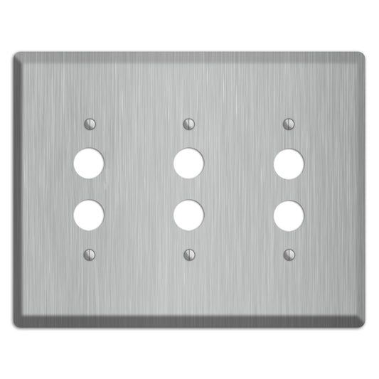 Brushed Stainless Steel 3 Pushbutton Wallplate