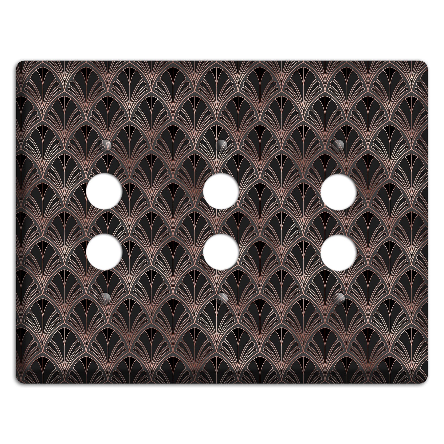 Black and Rose Deco 3 Pushbutton Wallplate