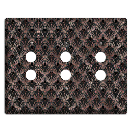 Black and Rose Deco 3 Pushbutton Wallplate