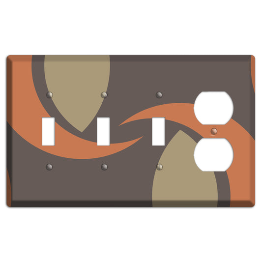 Grey Beige and Orange Abstract 3 Toggle / Duplex Wallplate