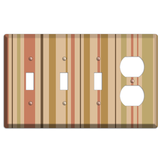 Multi Dusty Pink Vertical Stripes 3 Toggle / Duplex Wallplate