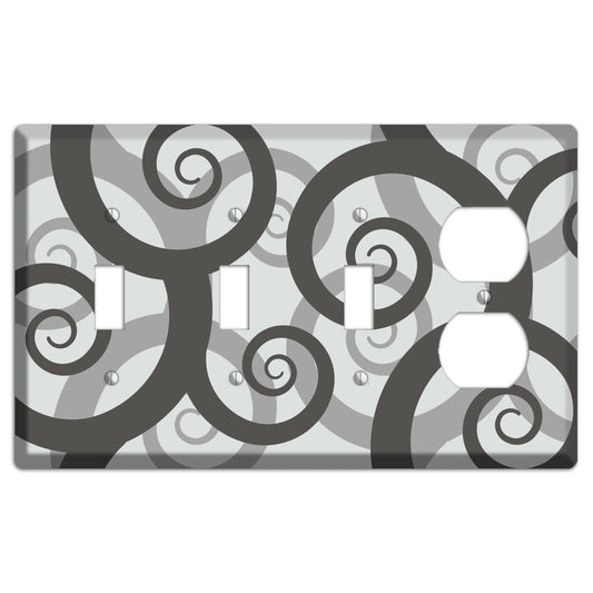 Grey with Black Large Swirl 3 Toggle / Duplex Wallplate