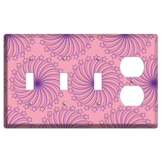 Pink with Purple Star Swirl 3 Toggle / Duplex Wallplate