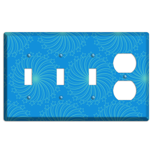 Multi Blue Star Swirl 3 Toggle / Duplex Wallplate