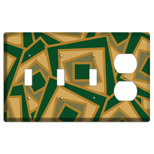 Green and Beige Retro Cubist 3 Toggle / Duplex Wallplate
