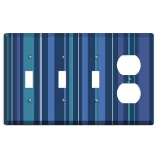 Multi Blue Vertical Stripes 3 Toggle / Duplex Wallplate