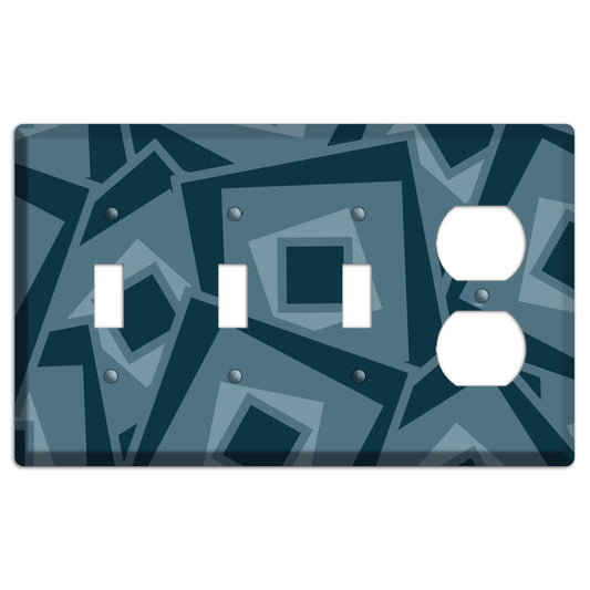 Blue-grey Retro Cubist 3 Toggle / Duplex Wallplate