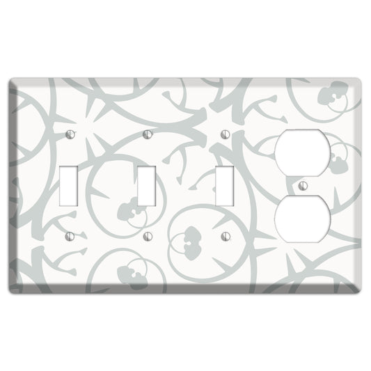White with Grey Abstract Swirl 3 Toggle / Duplex Wallplate