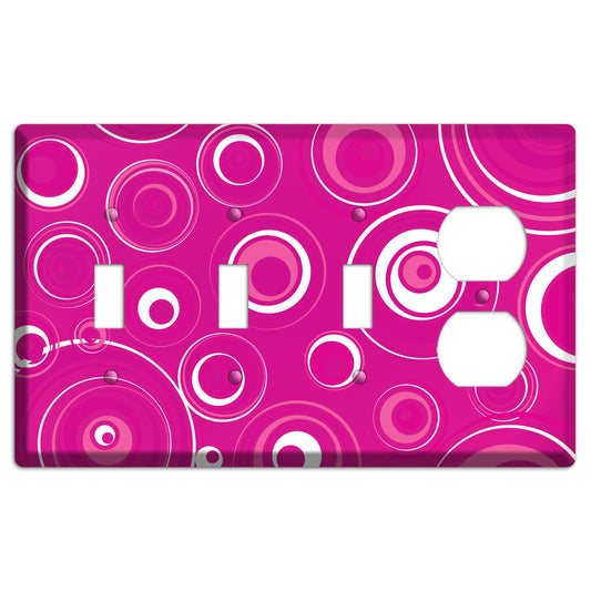 Dark Pink Circles 3 Toggle / Duplex Wallplate