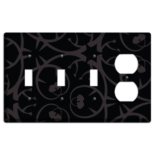 Black with Grey Abstract Swirl 3 Toggle / Duplex Wallplate