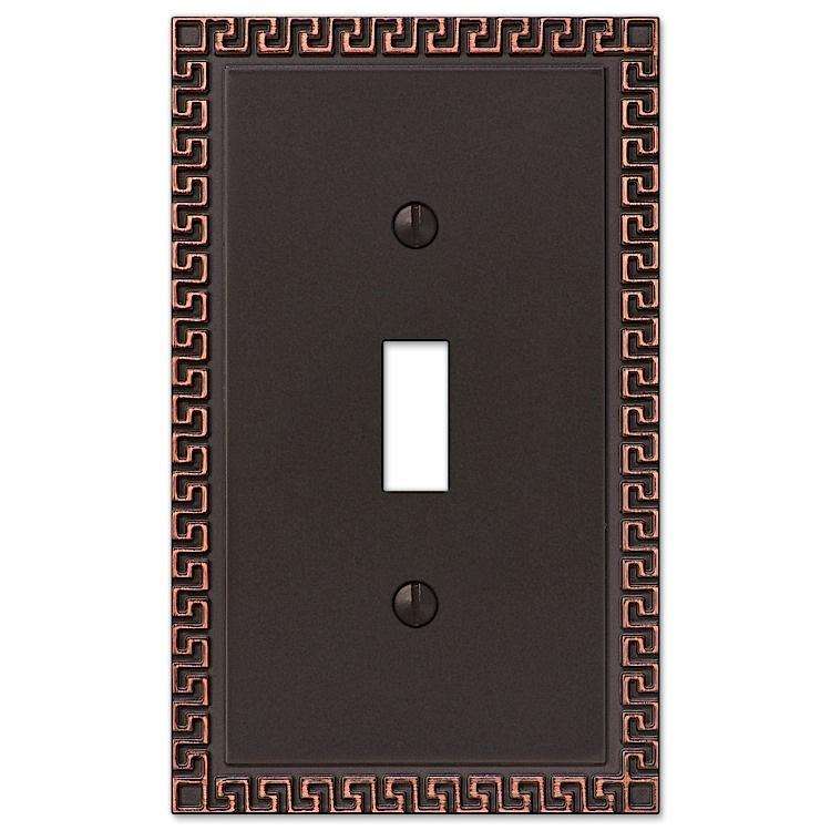 Greek Key Aged Bronze Cover Plates - Wallplatesonline.com
