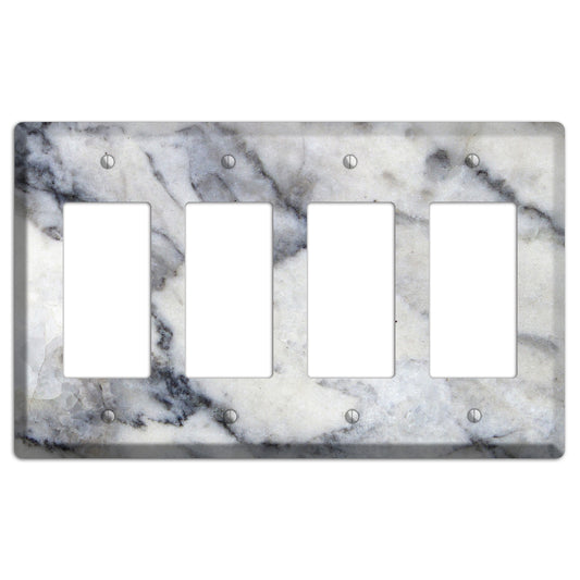White and Grey Marble 4 Rocker Wallplate