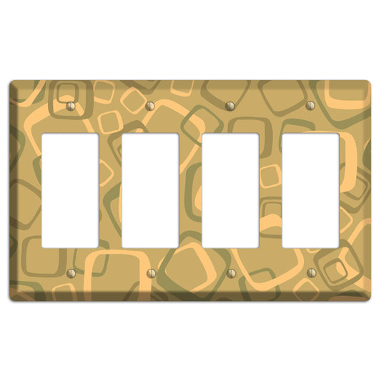 Multi Olive Random Retro Squares 4 Rocker Wallplate