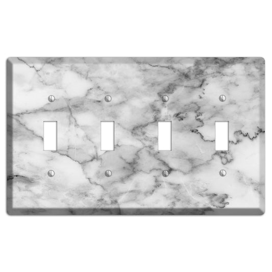 Gray and White Marble 4 Toggle Wallplate