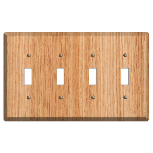 Red Oak Wood Four Toggle Switchplate