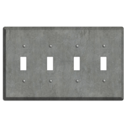 Stucco Grey 4 Toggle Wallplate
