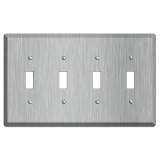 Brushed Stainless Steel 4 Toggle Wallplate