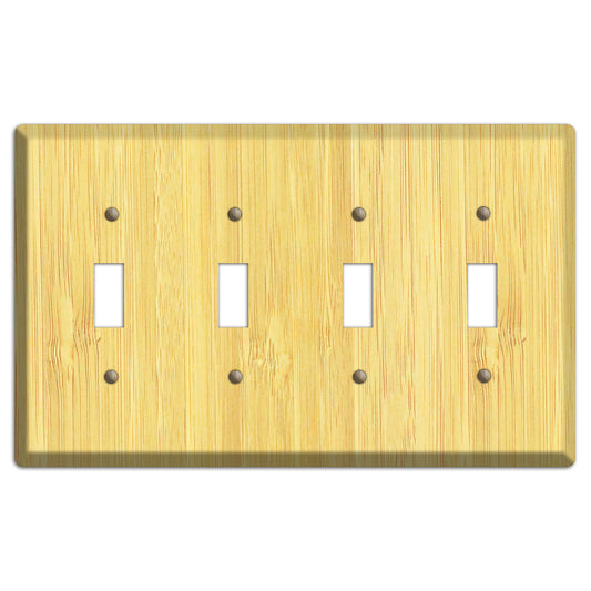 Natural Bamboo Wood Four Toggle Switchplate