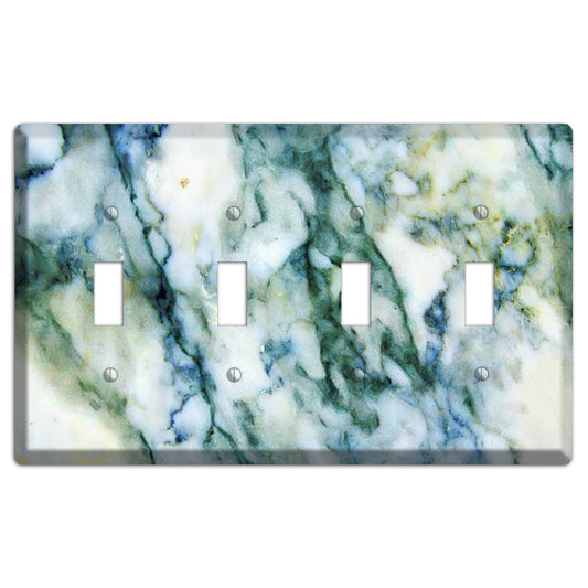 White, Green and Blue Marble 4 Toggle Wallplate
