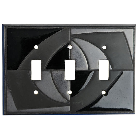 Black on Black Cover Plates 3 Toggle Wallplate