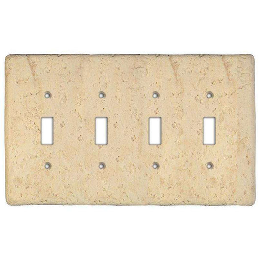 Mocha Stone Quad Toggle Switchplate - Wallplatesonline.com